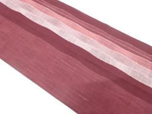 手織り紬　よろけ縞模様織り出し　名古屋帯